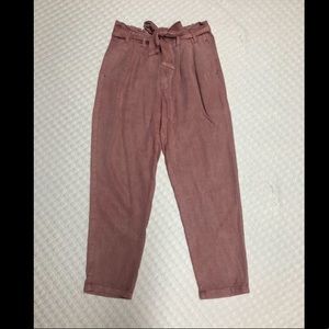 Paperbag Tie Waist Pants - American Eagle (pink)